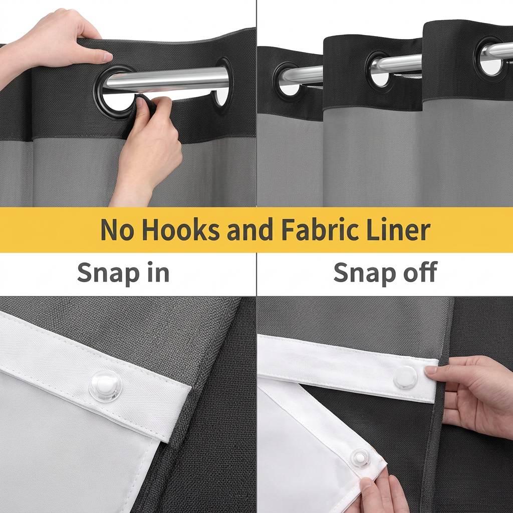 Hookless Snap-In Shower Curtain
