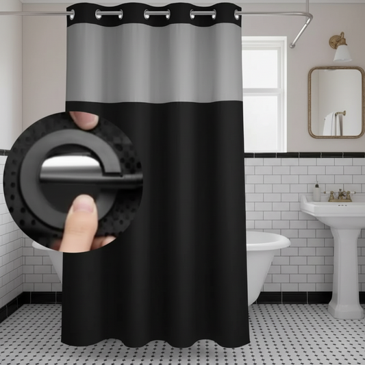 Hotel-Grade Hookless Shower Curtain with Snap-In Liner