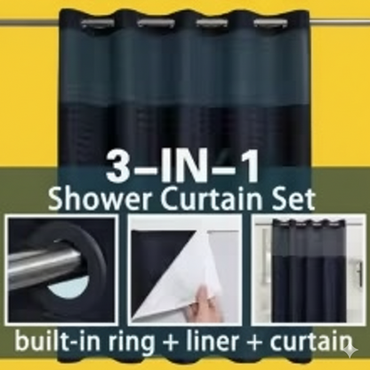 Hotel-Grade Hookless Shower Curtain with Snap-In Liner