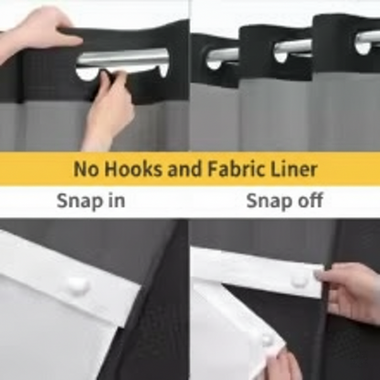 Hotel-Grade Hookless Shower Curtain with Snap-In Liner