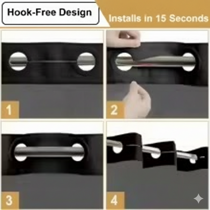 Hotel-Grade Hookless Shower Curtain with Snap-In Liner
