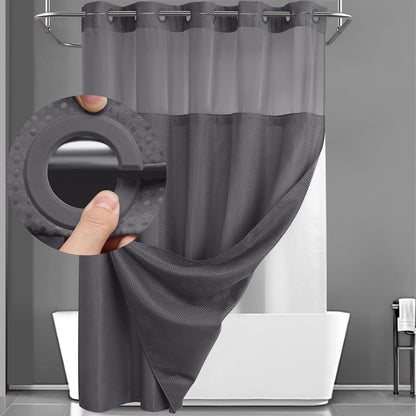Hotel-Grade Hookless Shower Curtain with Snap-In Liner