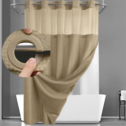 Hotel-Grade Hookless Shower Curtain with Snap-In Liner