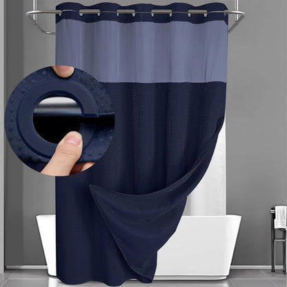 Hotel-Grade Hookless Shower Curtain with Snap-In Liner