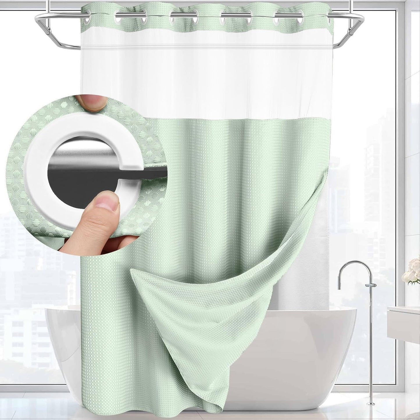 Hookless Snap-In Shower Curtain