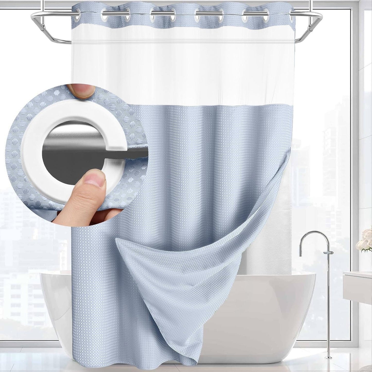 Hookless Snap-In Shower Curtain