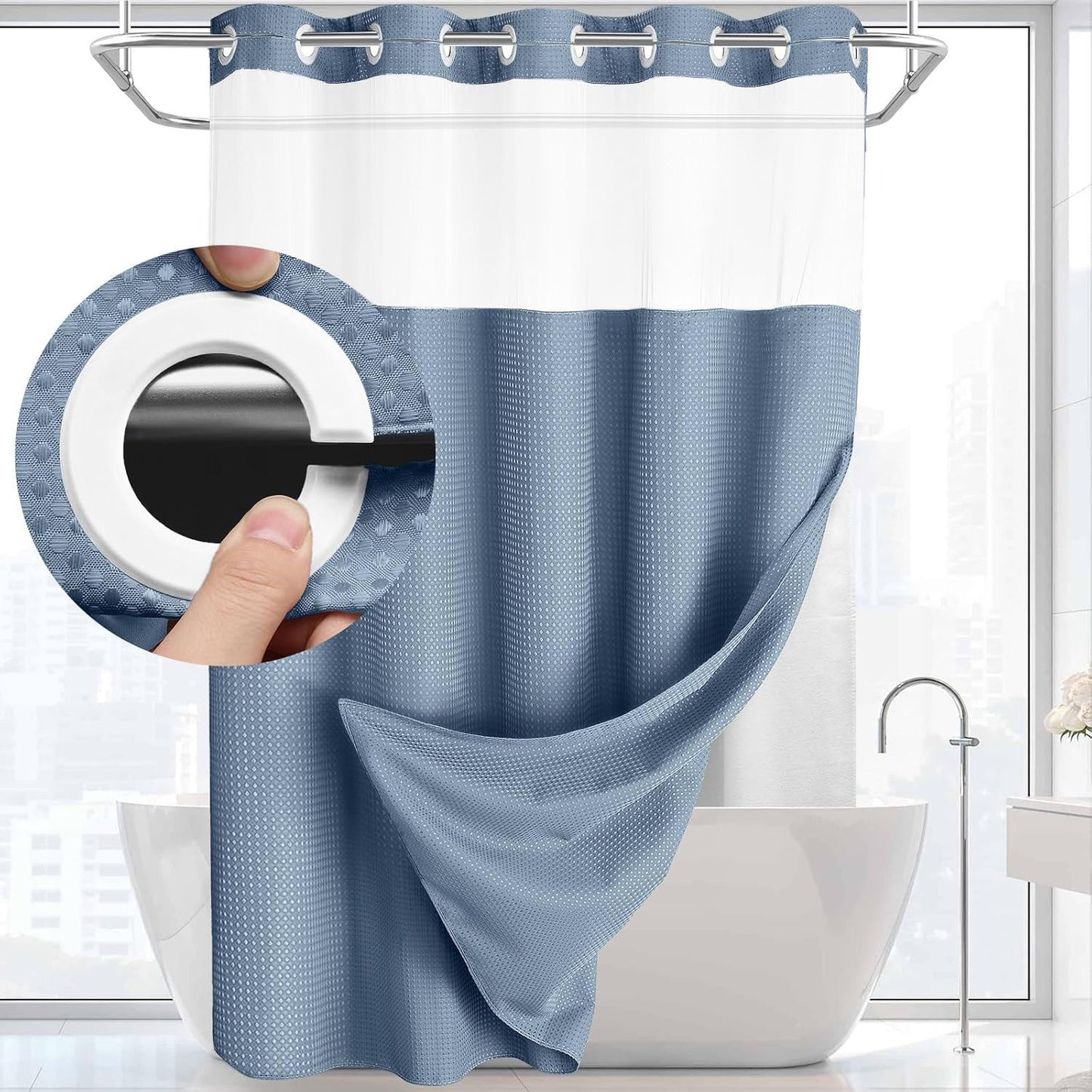 Hookless Snap-In Shower Curtain